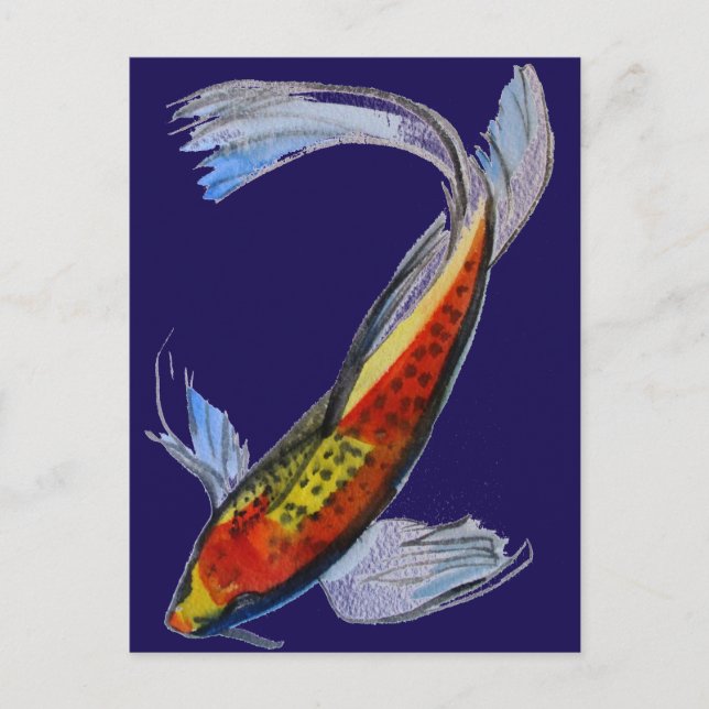Orange Koi Japanese watercolour carp art Postcard (Front)