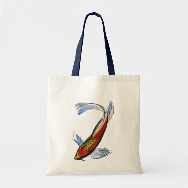 Orange Koi Japanese watercolour carp art Tote Bag (Front)