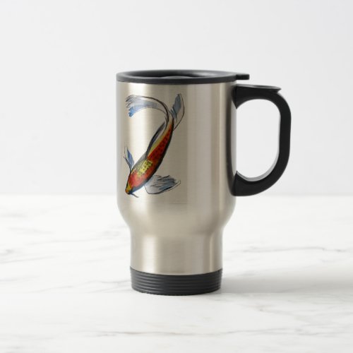 Orange Koi Japanese watercolour carp art Travel Mug