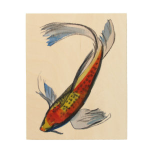 Orange Koi Japanese watercolour carp fish art