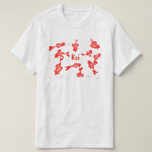 Orange Koi Linocut T_Shirt