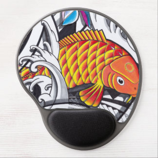 Orange koifish tattoo design with Polynesian art Gel Mouse Pad