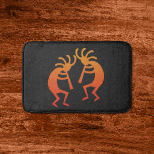 Orange Kokopelli Southwest Bath Mat