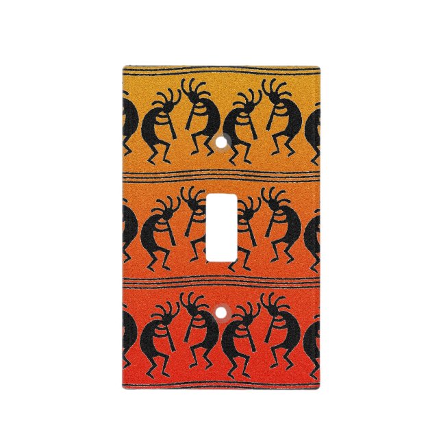 Orange Kokopelli Southwest Design Light Switch Cover (Front)