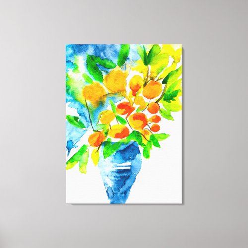 Orange kumquat fruit art watercolor canvas print