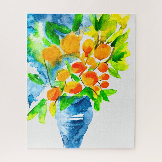 Orange kumquat fruit art watercolor jigsaw puzzle (Vertical)