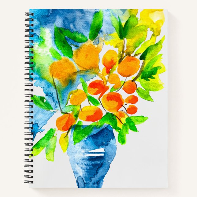 Orange kumquat fruit art watercolor notebook (Front)