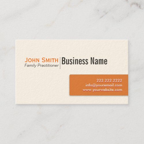 Orange Label Family Practitioner Business Card