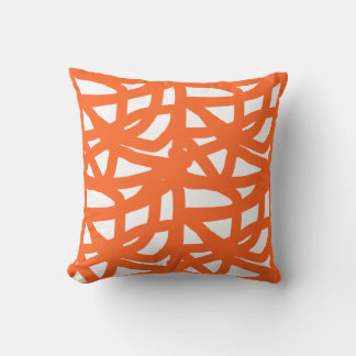 Orange lace pattern throw pillow