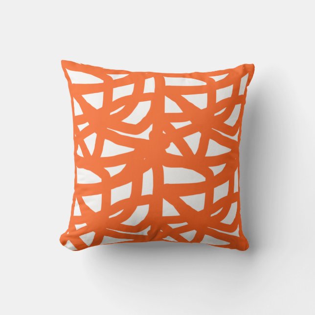 Orange lace pattern throw pillow (Front)
