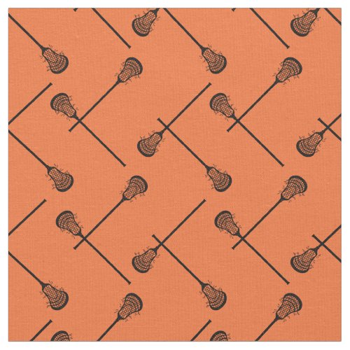 Orange Lacrosse Black Sticks Patterned Fabric