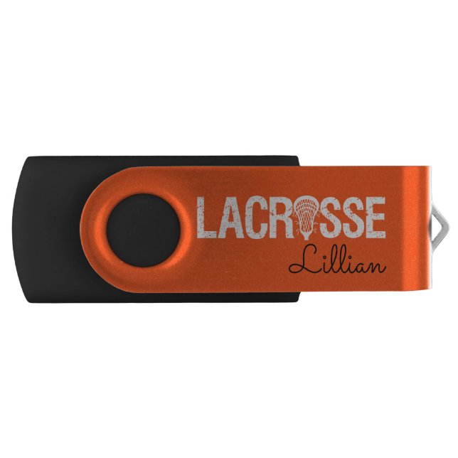 Orange Lacrosse Flash Drive (Front)