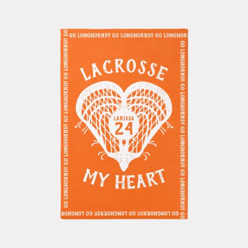 Orange Lacrosse My Heart Rug