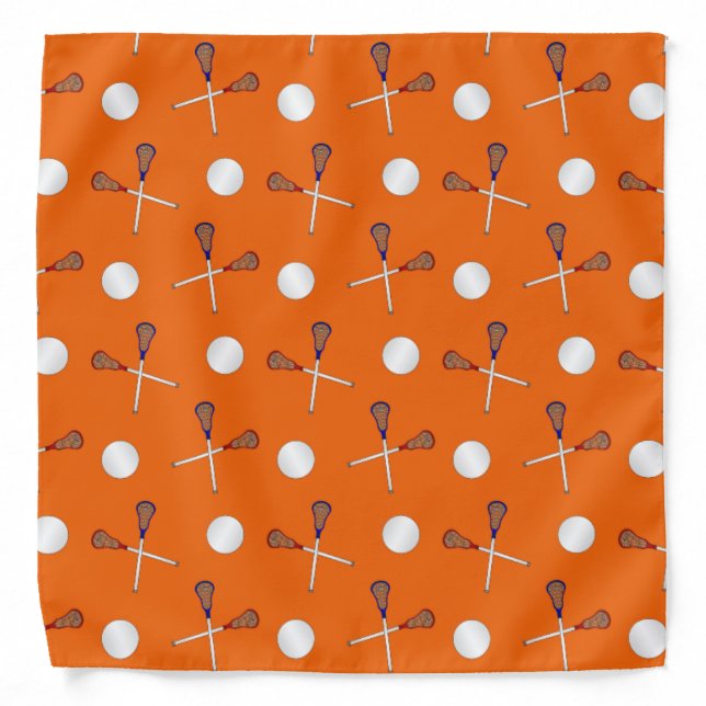 Orange lacrosse pattern bandana (Front)