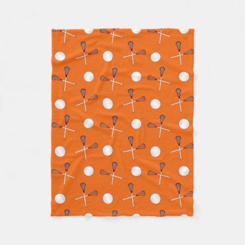 Orange lacrosse pattern fleece blanket