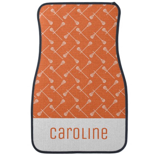 Orange Lacrosse White Sticks Patterned Car Floor Mat