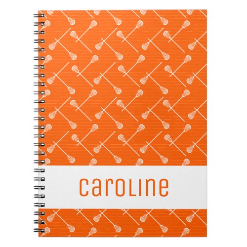 Orange Lacrosse White Sticks Patterned Notebook