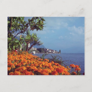Orange Lake Geneva, Montreux, Switzerland flowers Postcard