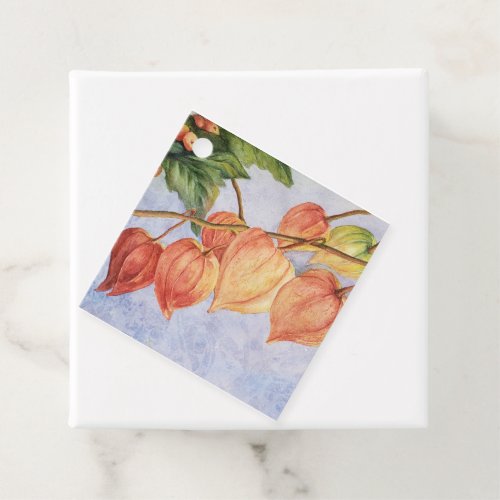 Orange Lantern Flowers Favor Tags