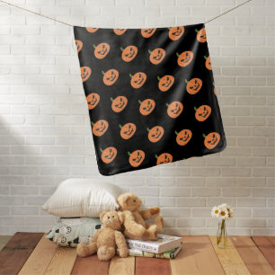 Orange Lantern Pumpkin Pattern Halloween Baby Blanket