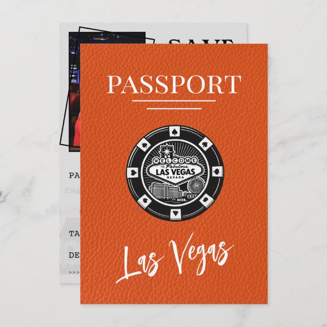 Orange Las Vegas Passport Save The Date (Front/Back)