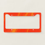 [ Thumbnail: Orange Laser Beam Look Lines On a Red Background License Plate Frame ]