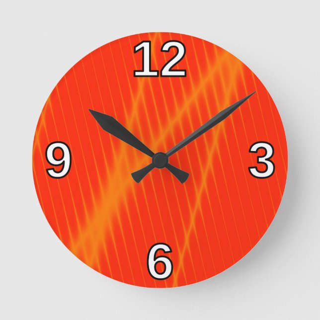 Orange Laser Beam Look Lines on Orangish-Red Clock (Front)