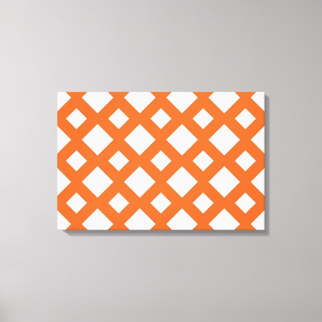 Orange Lattice on White Canvas Print (Front)