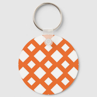 Orange Lattice on White Keychain