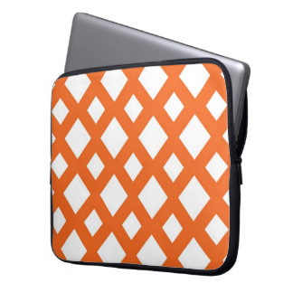 Orange Lattice on White Laptop Sleeve