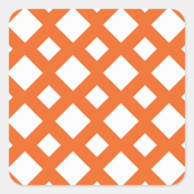 Orange Lattice on White Square Sticker (Front)