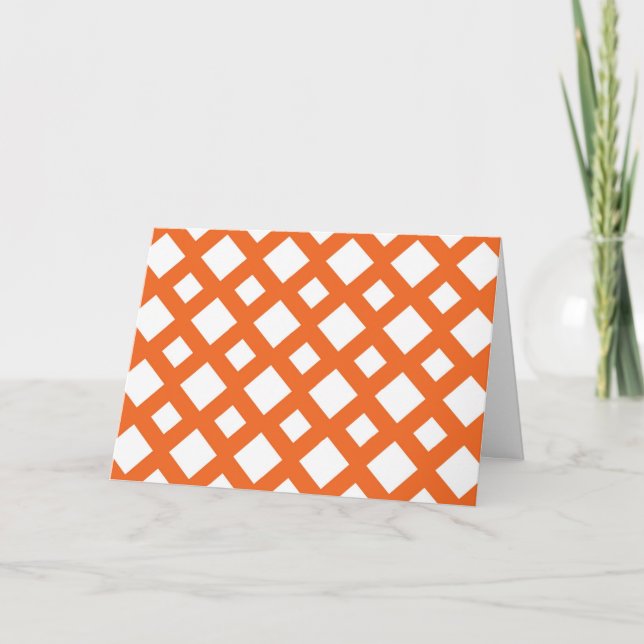 Orange Lattice on White Thank You Card (Front)