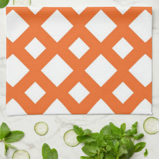 Orange Lattice on White Towel