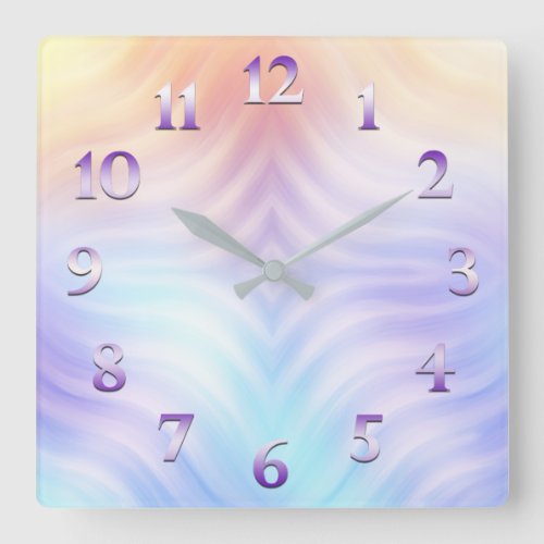 Orange Lavender Teal Square Wall Clock