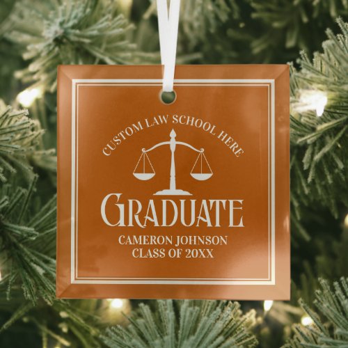 Orange Law School Graduation Christmas Glass Ornament