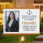 Orange Law School Graduation Photo Yard Sign