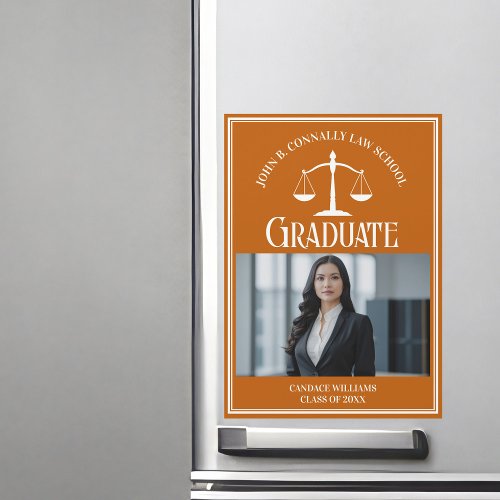 Orange Law School Photo Graduation Magnet Card