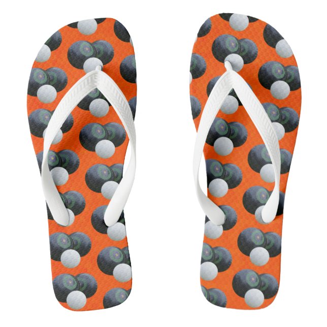 Orange Lawn Bowls, Thongs Flip Flops (Footbed)