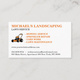 Orange Lawn Mower Craftsman Garden Business Card