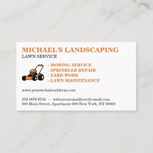 Orange Lawn Mower Craftsman Garden Business Card