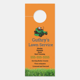 Orange Lawn Service Door Hanger