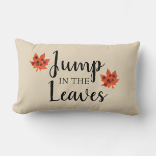 Orange Leaf Autumn Jump in the Leaves Throw Pillow