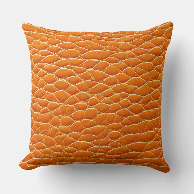 Orange leather effect pattern throw pillow (Front)