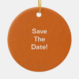 Orange Leather Look Ceramic Ornament