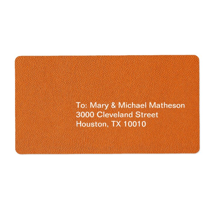 Orange Leather Look Custom Shipping Labels