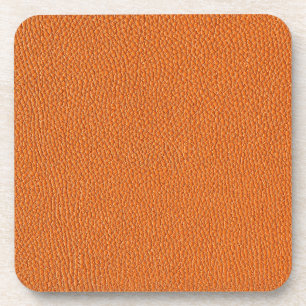 Orange Leather Look Drink Coaster