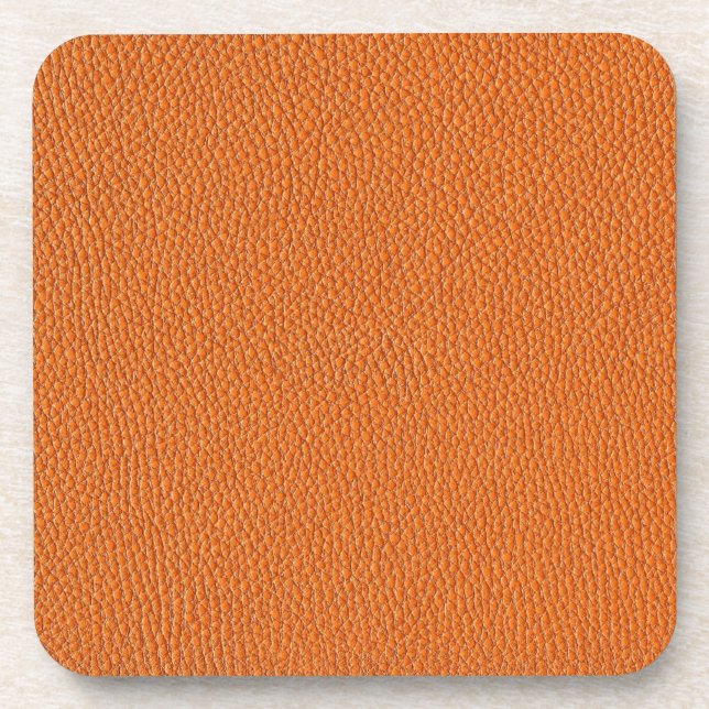 Orange Leather Look Drink Coaster (Front)