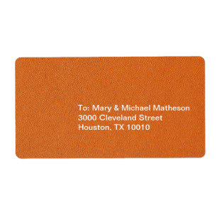 Orange Leather Look Label