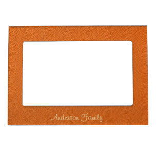 Orange Leather Look Magnetic Photo Frame