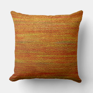 Orange Leather Look Throw Pillow